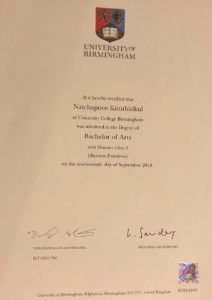 certificate of Natchaporn Kittithitikul (Cindy)