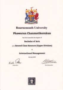 certificate of Phawarun Chanmatikornkun (Por)