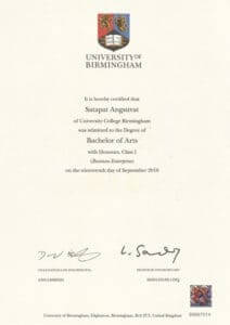 certificate of Satapat Angsuwat (Nat)