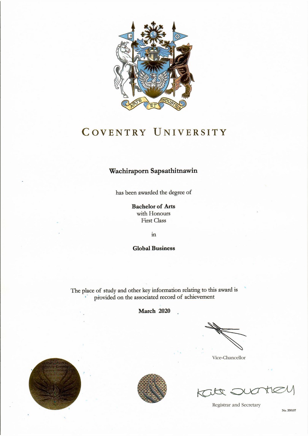 certificate of Wachiraporn Sapsathitnawin (Ida)