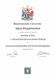 certificate of น.ส.อลิณ สิมพัฒนกุล (ญาญ่า)